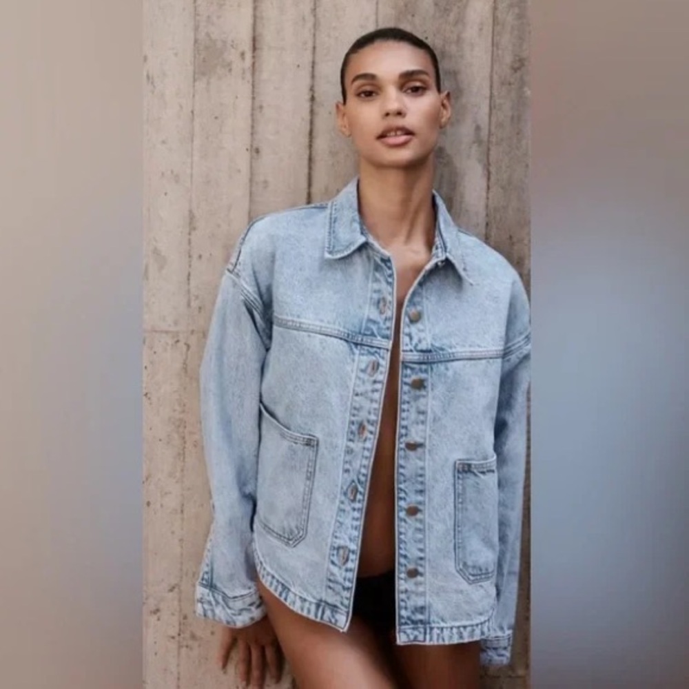 Zara Square pockets Denim Jacket vintage blue